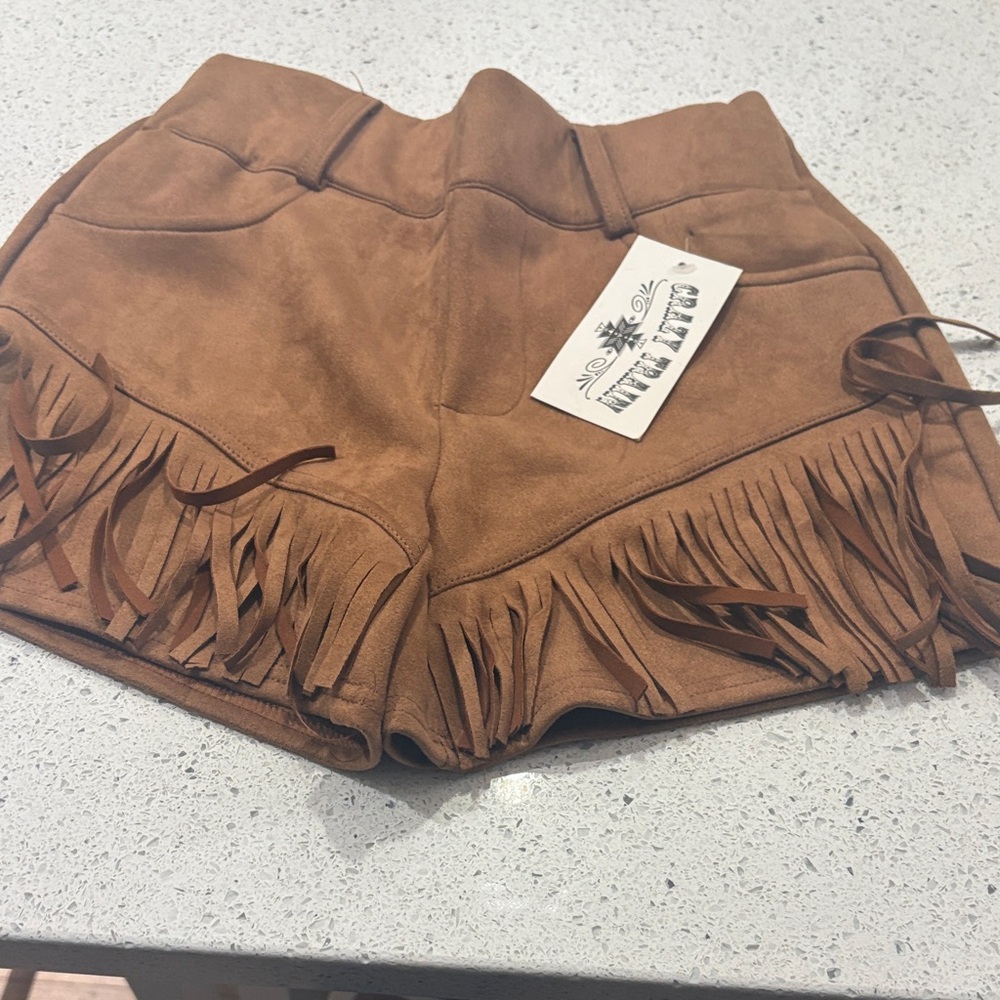 Crazy Train - Brown Fringe Women Shorts NWT
